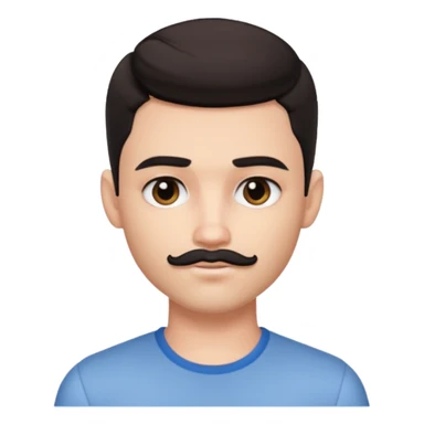 pretty handsome bratz man,  black eyes,  short dark hair,  short mustache , pale skin, defined jawline sticker