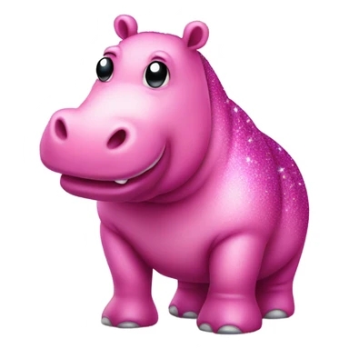 Hot pink hippo with glitter standing sticker