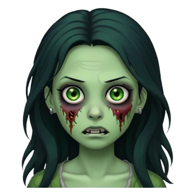 Zombie girl with a facial piercings long black hair green skin sticker