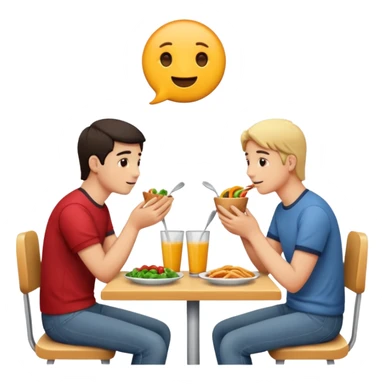 friends having lunch together, face each other sticker