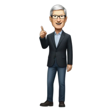 Tim Cook looking right and pointing right sticker