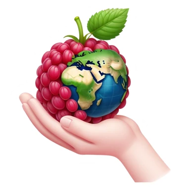 A raspberry holds the world with its hand sticker