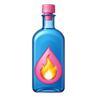 bottle of oil blue top pink outside with logo that says Diddy oil with fire emoji sticker