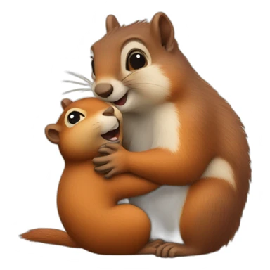 Squirrel hugs marmot sticker