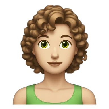 brown-haired, fair-skinned, with green eyes, shoulder length and slightly curly hair sticker