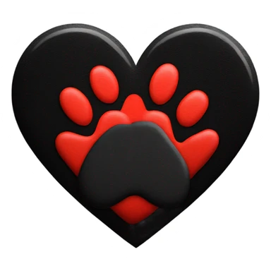 black paw in red heart sticker