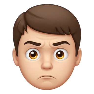profile picture of a scowling boy, emoji style, puffed cheeks, frowning mouth, simple background sticker