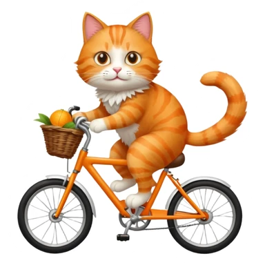 orange cat ride a bike sticker