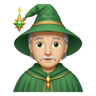 The Wizard from The Wizard of Oz with light skin, brown eyes, grey hair, green outfit sticker