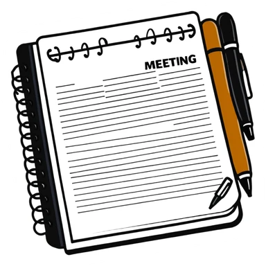 notepad and pen with the words 'Important Meeting' sticker