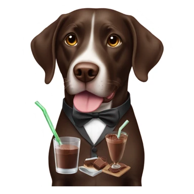 Chocolate lab, tuxedo, serving drinks sticker