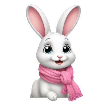 cute rabbit with a pinky scarf sticker