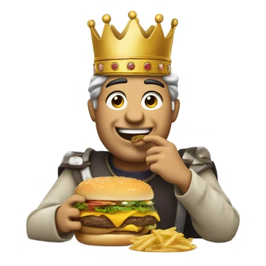 King eating cheeseburger sticker