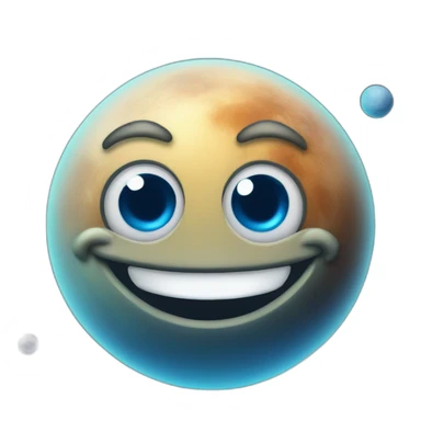 planet Neptune with a cartoon smiling face with big kind eyes sticker