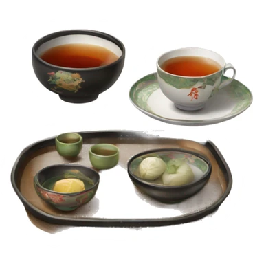 chinese tray with tea sticker