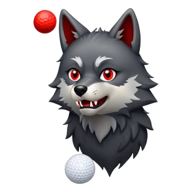 Wolf Black fur, red eyes howling at golf ball
 sticker