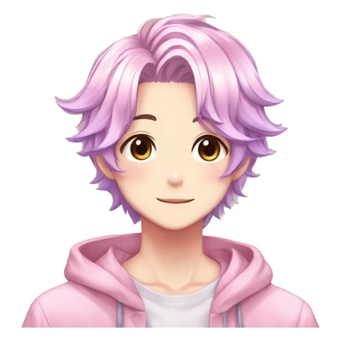 Gorgeous colorful shiny romantic pastel anime style shojo man with blushing face aesthetic and pretty hair trending style sticker