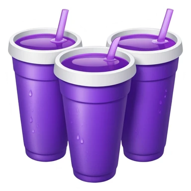 stacked together styro cups with purple juice inside visible from the top only sticker
