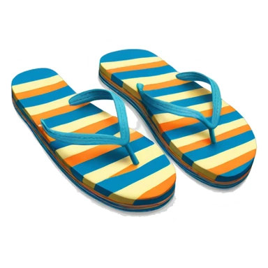 Realistic pair of striped summer flip flops isolated. sticker