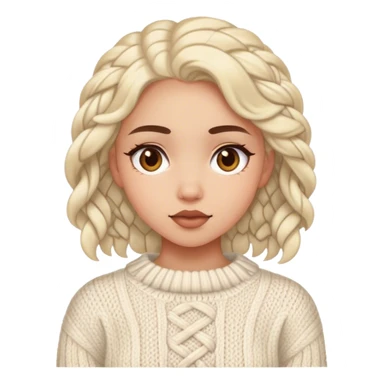 A girl wearing an aran knitted white sweater  sticker