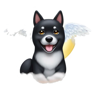 Black Shiba Inu angel | face | fantasy | halo | innocent | smiling face with halo sticker