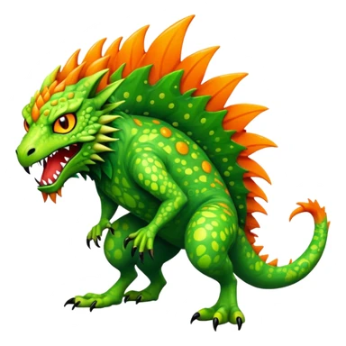 a vibrant colorful edgy vernid-fionbri-creature with splashed-scale-patterns full body sticker