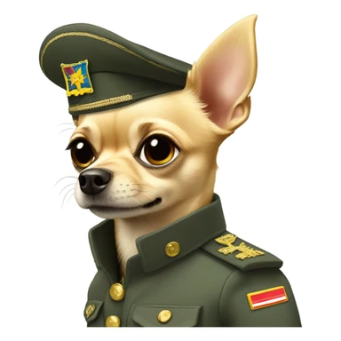 Blonde Chihuahua wearing Ukraine military uniform sticker