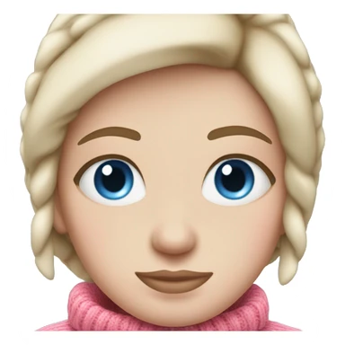 Pretty white girl with pink sweater reading cozy blue eyes sticker