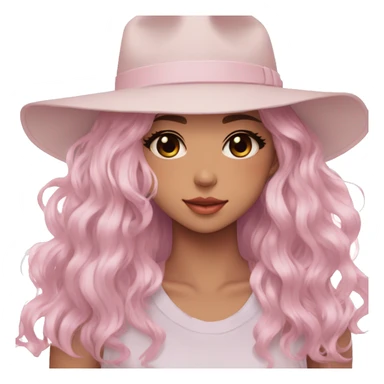 Gorgeous pastel anime girl with blushing face and hair garnitures and pretty hair and a fedora aesthetic trending style sticker