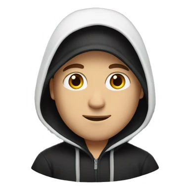 Tall white man with black hoodie with the hood on his head sticker