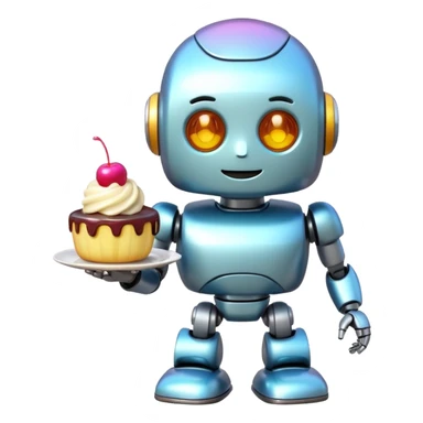The cute robot and dessert, 3d emoji sticker