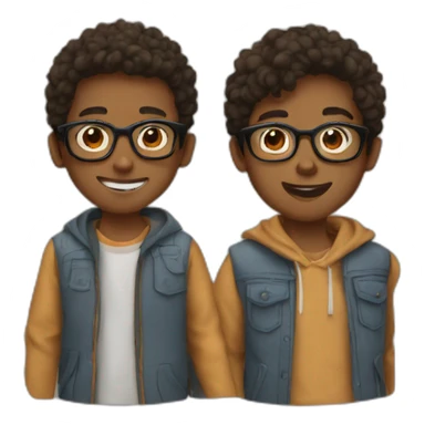 two brown boys, one of them has glasses and they are friends sticker