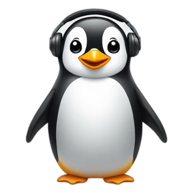 penguin with headphones sticker