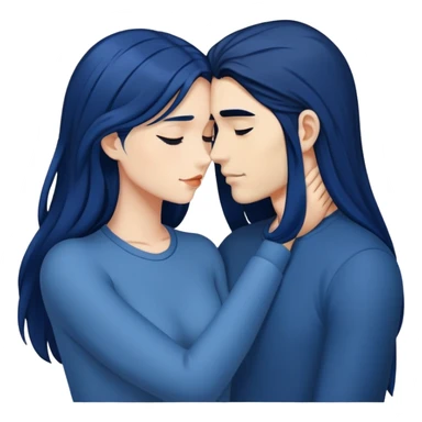 {{{intimate}}}moment between lovers, {{long}} dark blue hair sticker