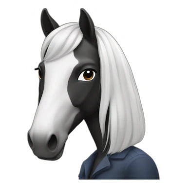 Cheval noir et blanc avec fille aux cheveux châtains sticker