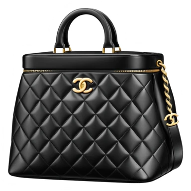 a Chanel cosmetic tote bag that opens and closes upward sticker