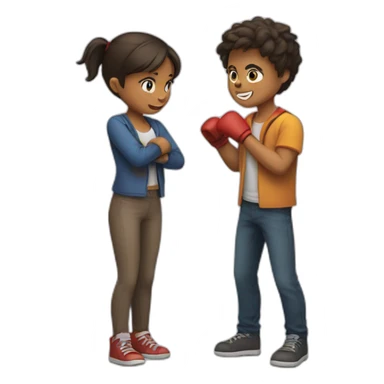 Girl and a boy fighting  sticker