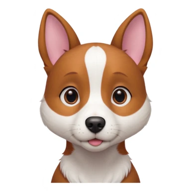 Medium-sized dog with a slim build and short reddish-brown fur. She has large upright ears with a soft expression, slightly graying around her muzzle and eyes, and a pinkish nose. Her chest features a white patch in the shape of a vertical stripe, and her tail is thin and slightly curved. sticker