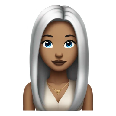 light skin, high cheekbone, solo dark hair girl with blue eyes, medium bust, long blow out hair, baddie, middle part, sultry sticker