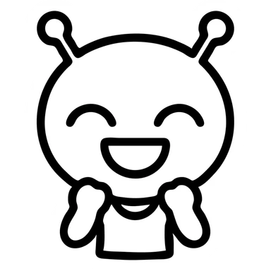 Make the chibi alien emote look happy, keeping it cute and expressive in an outlined icon style with no background. sticker