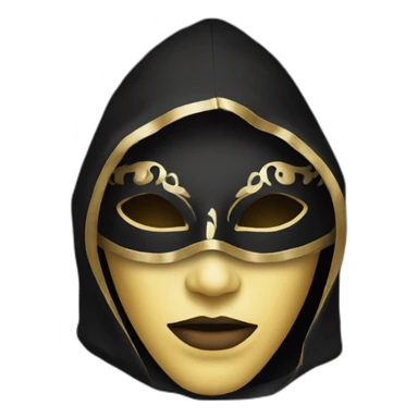 person wearing venetian mask with a black hood sticker