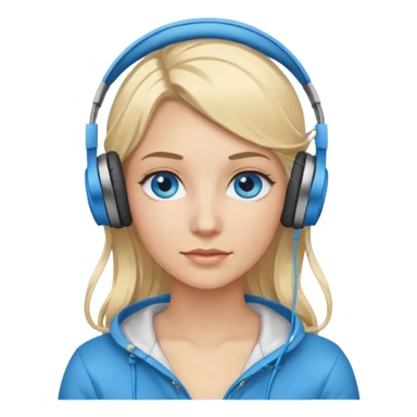 white women blonde hair blue eyes string headphones on  sticker