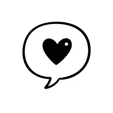 chat bubble with a heart icon, hand-drawn doodle style sticker