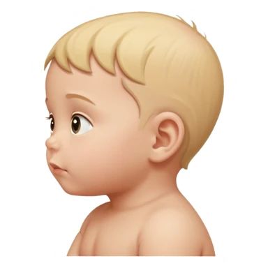 a baby in profile, head upwards, thinking sticker