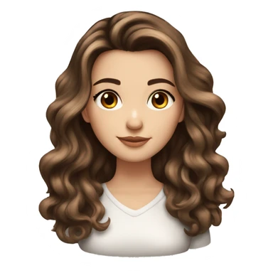 White girl brown eyes with long voluminous brown hair with brown highlights balayage  sticker