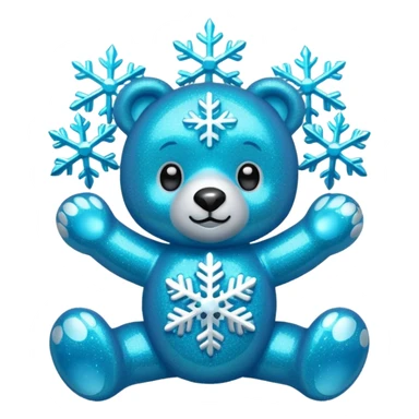 glitter bear with cyan snowflake sticker