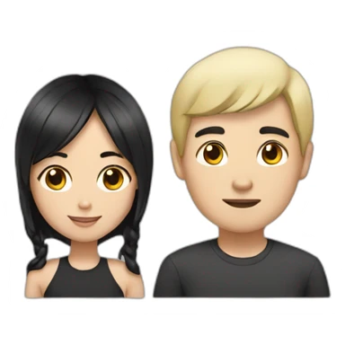 Asian man with black hair and blonde girl sticker