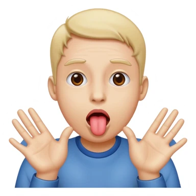 Tongue sticking out with hands to the side sticker