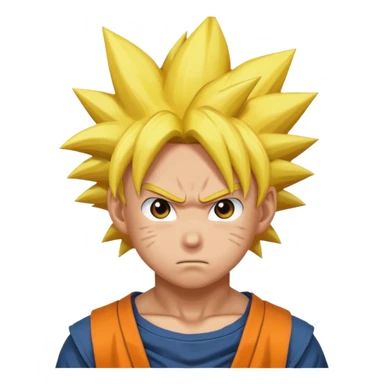 fais goku avec un melange de naruto sticker