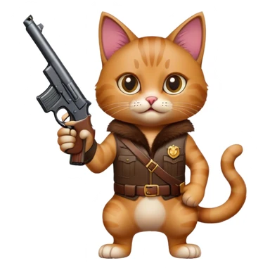 Cat with gun sticker